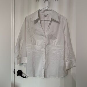Christopher & Banks White 3/4 Sleeve Professional Button Up Shirt XL #1847